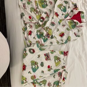 Nick and Nora Flannel Holiday Kissing Frog Pajamas - Size L